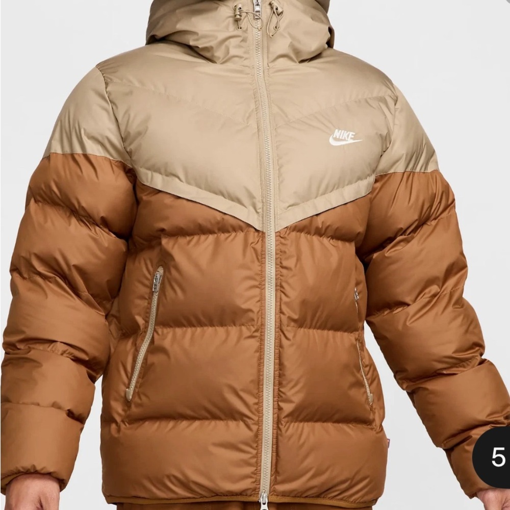 Nike Men's Beige and Brown Puffer Jacket